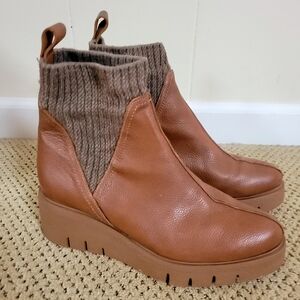 Wonders, Cognac Leather Wedge, Size 40 (8 1/2-9)